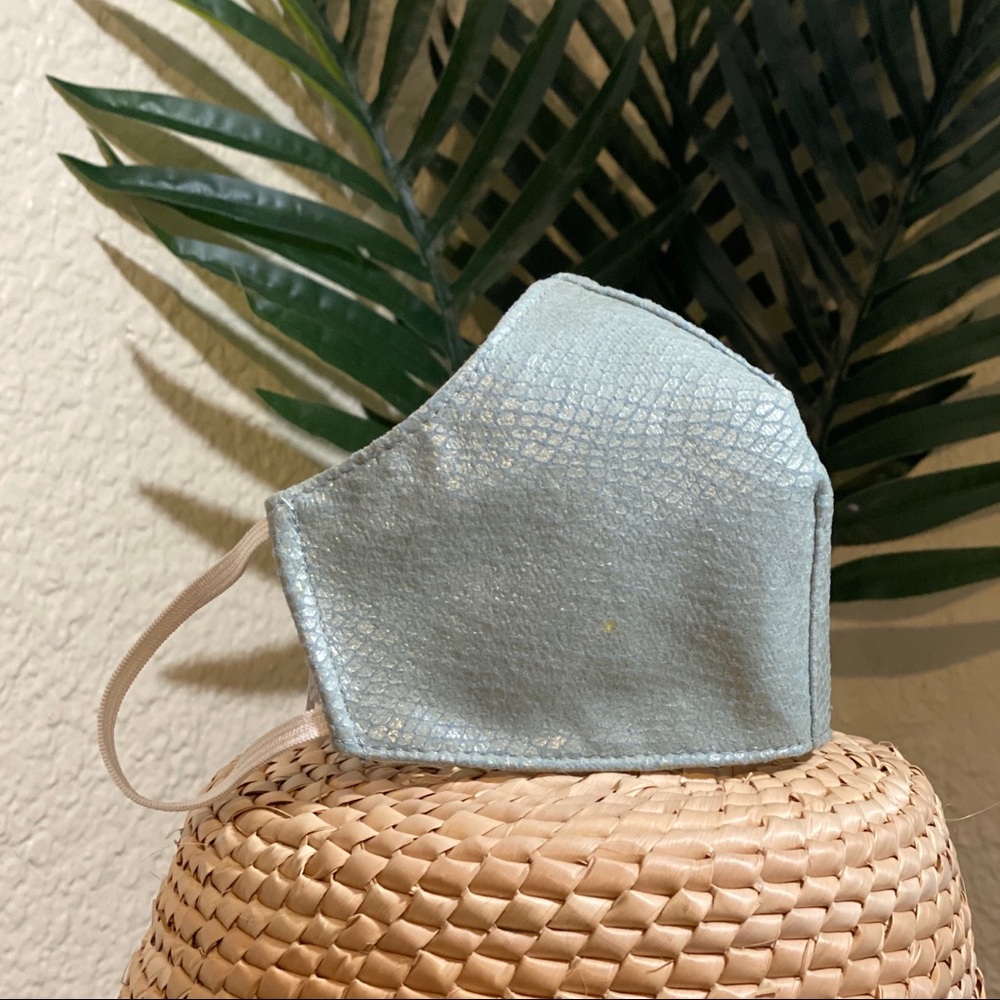 Pastel Blue / Faux Snake Print Face Mask